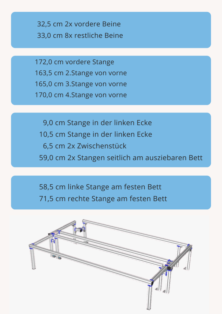 Aluprofil Bett Maße